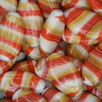 Ceramic Glazed 30 x 17mm Flat Ovals, Tan and Orange, Wholesale Bag, Approx 250gr.